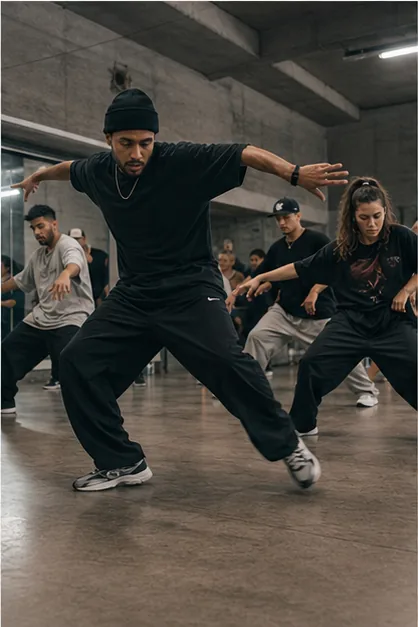 Ensayo de hip hop en un estudio urbano